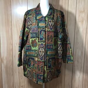 White Stag Vintage 90s Beaded Tapestry Boho Art to Wear Blazer 18W/20W